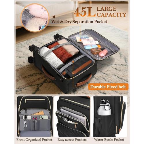 RAINSMORE Carry On Luggage with wheels, Softside Suitcases Set 3 Piece