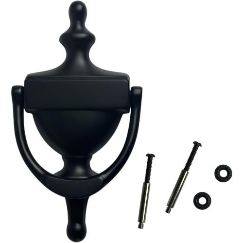 QCAA Solid Brass Door Knocker, 7, Matte Black, Made in Taiwan, 1 Pack