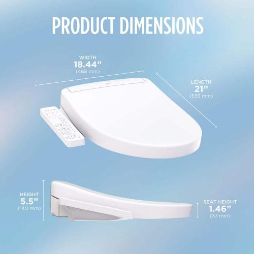 S2 Washlet Electric Heated Bidet Seat for Elongated Toilet in Cotton White