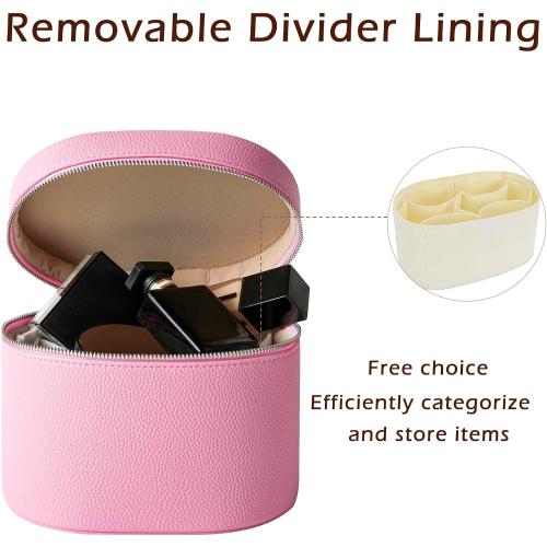 RSRSLEII Waterproof PU Leather Makeup Bag, Portable Toiletry Bag (02Pink)