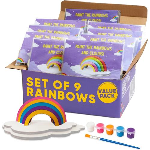 Rainbow Painting Set for Kids 9 Pcs - Bulk Stockings & Birthday Goodie Bag Stuffer - Kids Party Favors Toy Return Gifts - Pinata Stuffers - Classroom Treasure Box Carnival Prizes