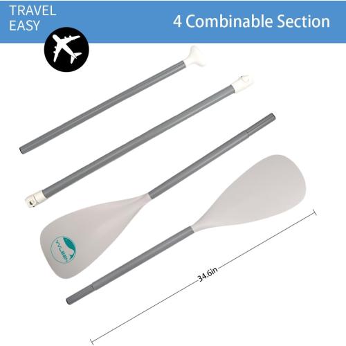 COLOR GREEN AND BLACK ‼️ YVLEEN SUP Paddle Board Paddle，Stand up Paddleboard Paddles Adjustable Aluminum 4-Piece Floating Kayak Paddle，Convertible Paddle G：4-Piece Paddle (White)