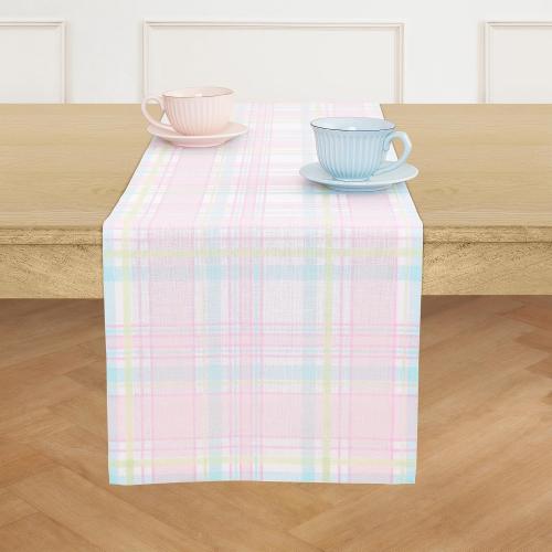 Solino Home 100% Pure Linen Table Runner Plaid, Palm Beach Plaid 14 x 36 in COLOR RED- ORANGE