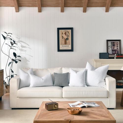 ‼️does have mild stains ‼️basic home® Hotel-Style 20x20 Goose Feather Pillow Insert for Sofa & Bed - 100% Odorless & Plump Cushion Filler - 233TC Cotton with Inner Liner to Prevent Poking (20x20 Inch)