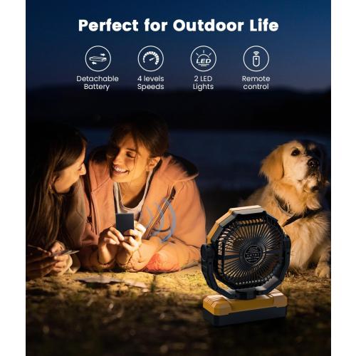 36000mAh Camping Fan,120H Rechargeable Fan Portable with Detachable Battery