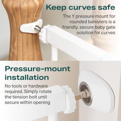 Cumbor 29.7-46 Baby Gate for Stairs, Toddler Safety Essentials for The House, Auto Close Dog Gate for Doorways, Mom's Choice Awards Winner-Easy Install Pressure Mounted Pet Gates for Dogs, White
