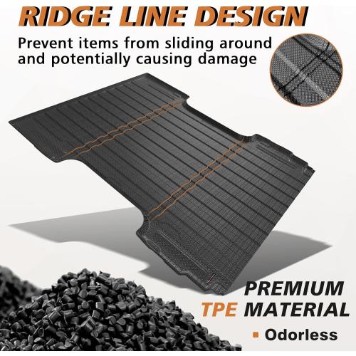 TripleAliners Truck Bed Mat Compatible with 2007-2019 Chevy Silverado/GMC Sierra 1500 2500 3500HD LD Limited Accessories 6.6FT Bed Perfectly Flush All Weather Protection TPE HeavyDuty Pickup Mat