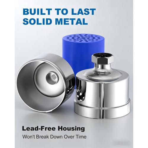 ALL METAL Shower Head Filter – Advanced Filtration Shower Filter for Hard Water, High Pressure Universal Shower Water Filters to Reduce Toxic Chemicals, Chlorine and Heavy Metals,for Skin & Baby Care