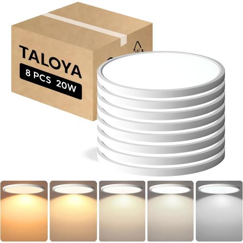 TALOYA Flush Mount LED Ceiling Light，20W 12 Inch-8 Pack,5CCT