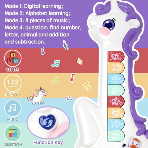 Marstone Toddler Unicorn Musical Learning Guitar 1–3 Years Old Boy and Girl