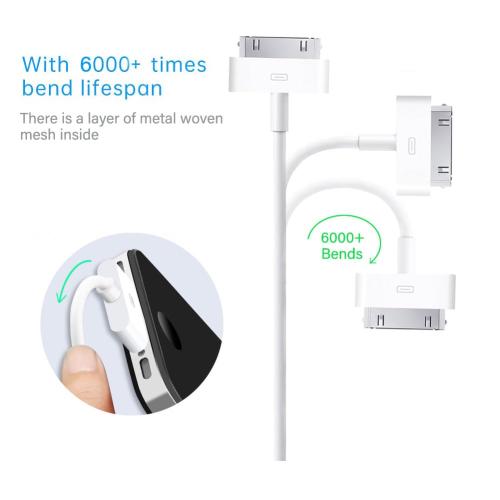 ZLONXUN 2-Pack Cable Compatible with Charger iPhone 4/4S/3G,iPad 2/3/1,Old iPod Touch 4/3/2/1,iPod Classic 3/2/1.(White,3.3 Feet)