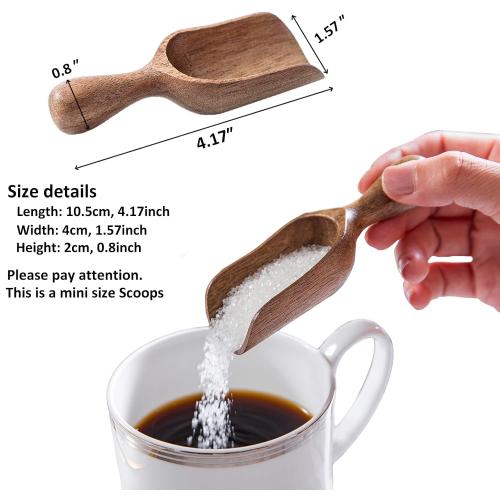 Wooden Scoops for Canisters 6PCS Acacia Wooden Scoop for Jars Mini Measuring Spoons for Ground Coffee Scoops Wood Scoop for Seasoning Bath Salt Laundry Detergent Shovel Measuring-Multipurpose
