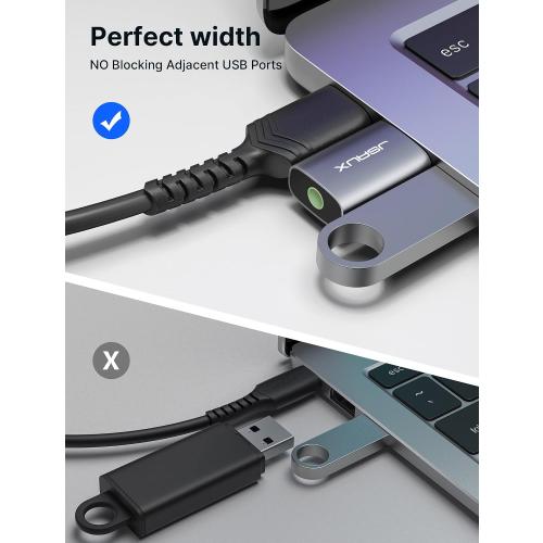 JSAUX 2 Pack USB to 3.5mm Jack Audio Adapter, Sound Card Support Mic TRRS