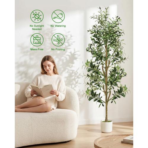 Olive Trees Artificial Indoor 6Ft Tall Faux Plants Large Fake Olivos Tree