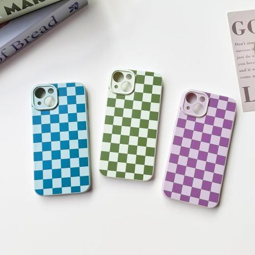 NITITOP Compatible for iPhone 13 Case Cute Checkered - Green
