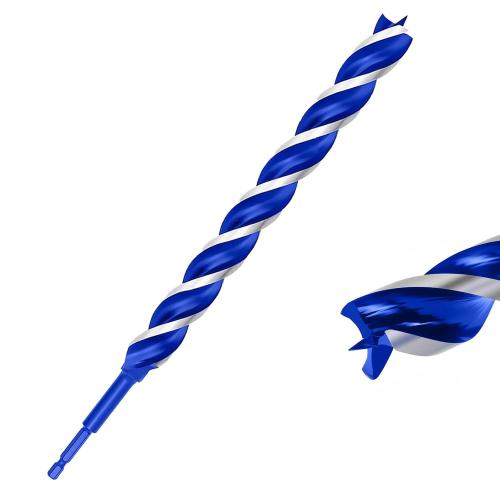 7/8 Inch Auger Drill Bit for Wood, 16 Long Carbon Steel Quick Change Hex Shank Wood Drill Bit for Hardwood, Softwood and Plastic (Blue)