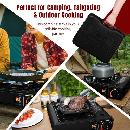 SHINESTAR Portable Butane Camping Stove with Carrying Case, 7800 BTUs