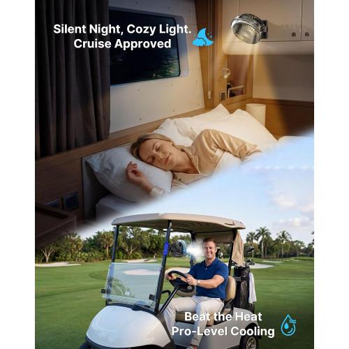 BOYISEN Magnetic Golf Cart Fan with Mister, 12000mAh Battery Portable Fan