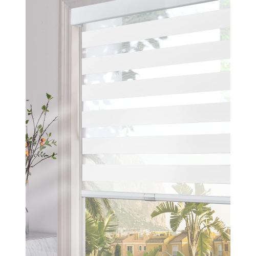 Persilux Cordless Zebra Blinds for Windows (36 W x 64 H, White) Light Filtering Zebra Shades for Indoor Windows, Sheer Shades Thermal Insulated Blinds with Upgraded Cassette, Window Shades for Home