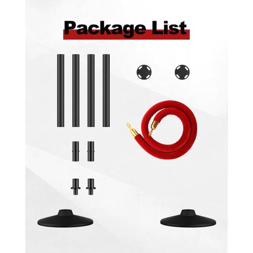 RoadHero Plastic Stanchion Post, Red Carpet Ropes and Poles with Weighted Base, Velvet Rope Barrier for Crowd Control, Party and Movie Theater, 2 PCS