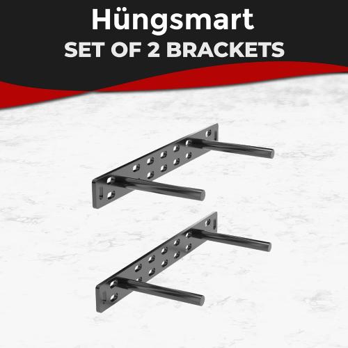 Set of 2 Floating Shelf Brackets 11 inch Multiple Mounting Location Baseplate/Heavy Duty Black Painted Mild Steel Bracket Hidden Wall Shelves Support Hardware Mount Kitchen/Nursery Decor (4 inch Rods)