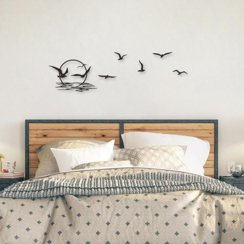 YATEASLU Metal Sun Wall Decor with Seagull Pattern – 6-Piece Sunrise Seagull Decor Set for Living Room and Bedroom, Weatherproof Sun Wall Decor Gift for Thanksgiving and Christmas