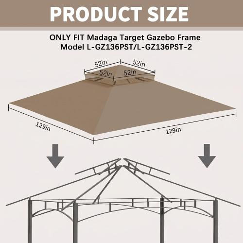 Gazebo Replacement Cover 10x10 FT Canopy Top