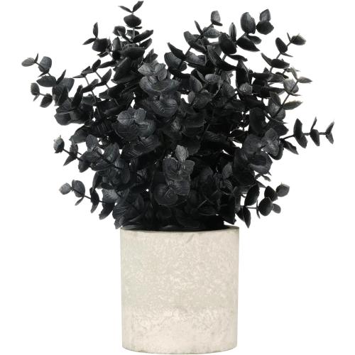 Velener 1 PCS Small Fake Eucalyptus Plant Artificial Potted Plants Indoor for Christmas Decor Indoor Realistic Faux Plant for Office, Bathroom, Living Room, Desk, Shelf, Home Decor (Black)