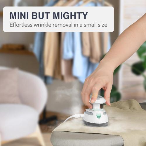 BEAUTURAL Mini Travel Steam Iron for Clothes with Dual Voltage, White