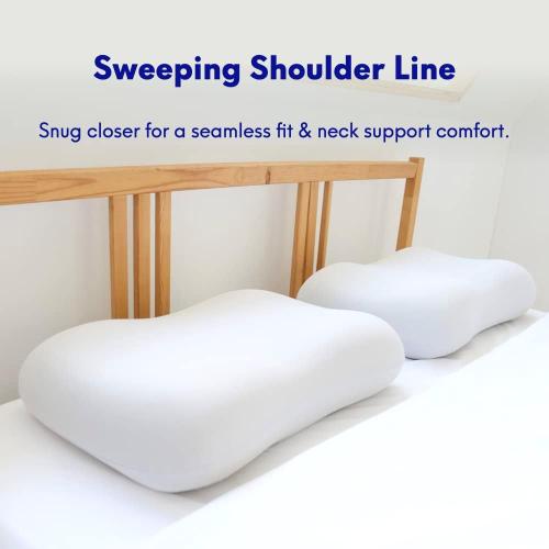 C CUSHION LAB Deep Sleep Pillow, Patented Ergonomic Contour Design for Side & Back Sleepers, Orthopedic Cervical Shape Gently Cradles Head & Provides Neck Support & Shoulder Pain Relief - Calm Grey