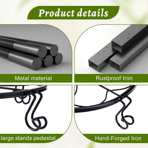 1/2/4 Pack 10/12 Inch Heavy Duty Iron Plant Stands - Rustproof Metal Flower Pot Holder for Indoor Outdoor Use, Round Wrought Iron Planter Stand for Corner Gardening, Patio, Balcony Decor- Black (12IN1PCS)