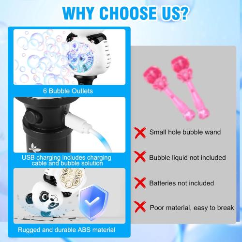 Aooess Bubble Machine for Kids Ages 4-8 Years Old, Light Up Bubble Wand