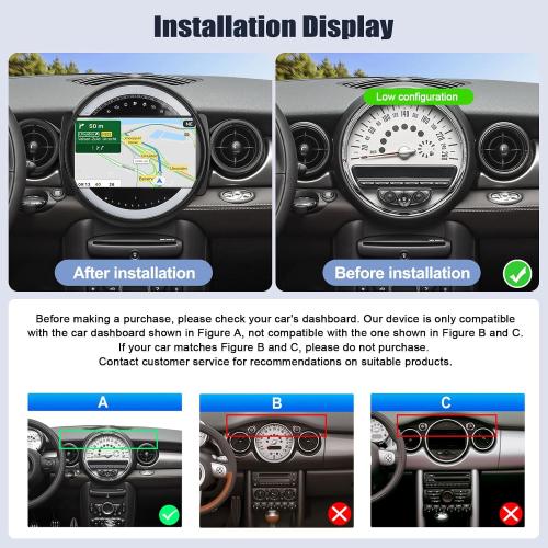 SIXWIN 6G 128G Android Car Stereo for BMW Mini Clubman/Mini Cooper 2007-2013 9 Inch Touch Screen with CarPlay Android Auto Bluetooth Weather Forecast 59UI GPS Navigation WiFi Network Radio 32EQ