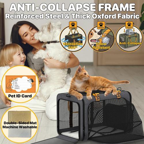 PAWZIDEA Expandable Pet Carrier for Small Cats & Dogs, TSA Airline Approved