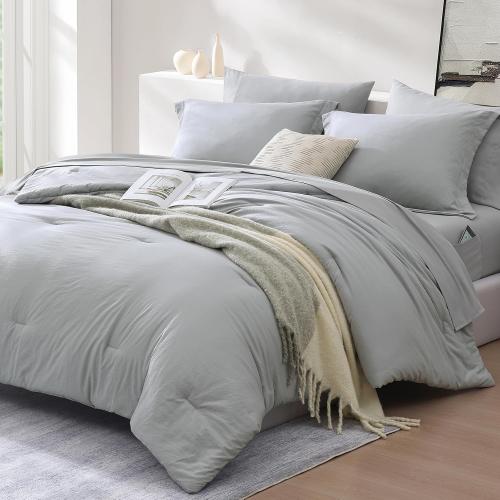 King Size Comforter Set- 7 Pieces Prewashed Bed in a Bag King Bedding Sets