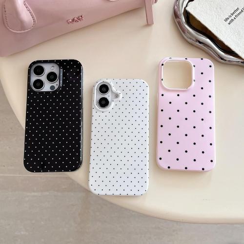 Aesthetic Polka Dot Retro Phone Case for iPhone 16 6.1,Vintage Trendy Unique Simple Pattern Design Elegant Chic Pretty Stylish Protective Girls Women Cases for i16 White