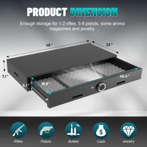Under Bed Gun Safe for Rifles and Pistols, Gun Storage