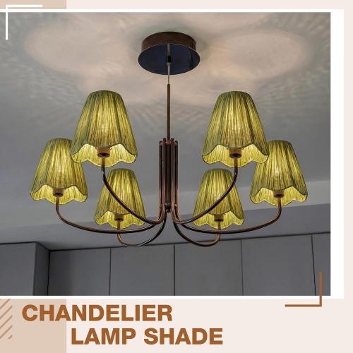 Glooglitter 2 Pcs Small Rattan Lamp Shade Clip on, Raffia, Sage Green