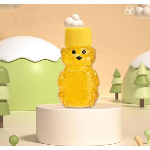 6 Pack Honey Bear Bottle 2oz Bear Shape Clear Empty Honey Bottles Honey Jar with Screw Lid,Plastic Mini Honey Jars Party Favors for Storing and Dispensing (6)