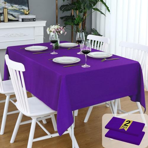 FOLINS&HOME 2 Pack Purple Rectangle Tablecloth, 60 x 120 Inch Table Cloth