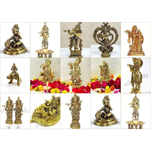 eSplanade - Brass Radha Krishna Idol Statue Sculpture - Big Size (21) (Radha Coloured)