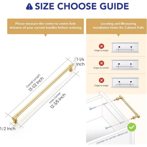 Ravinte Brushed Gold Kitchen Pulls Cabinet Handles 12-3/5 Inch 5 Pack