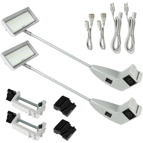 Trade Show Lights LED Display and Exhibit Arm Lighting, Connectable Tradeshow Lights Included Clamps, Mounting Brackets, Power Cables, Connect Cables (2pcs Grey)