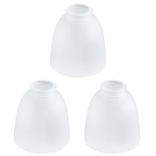 3-Pack White Frosted Glass Shade Replacements, Ceiling Fan Light Covers Glass Globes Lampshades for Chandelier Vanity Lights Wall Sconces Pendant Light, 1.61 Fitter Size, 5 high x 4.7 diameter