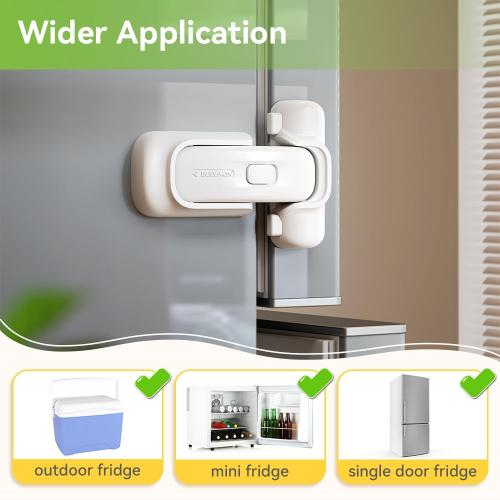 EUDEMON 1 Pack Refrigerator Lock, Child Proof Fridge & Freezer Lock for Kids & Toddlers, Easy to Install,no Tool Need or Drill (White)