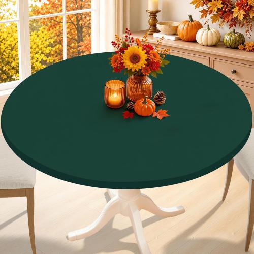 Smiry Round Spandex Tablecloth, Fitted Table Cover for 45-56 Tables