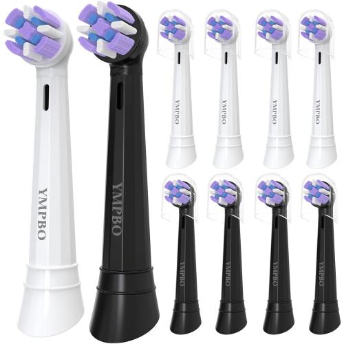 Toothbrush Replacement Heads Compatible with Oral B iO 10 9 8 7 6 5 4 3 Series Electric Toothbrush, 10 Pack Brush Heads, Black   White