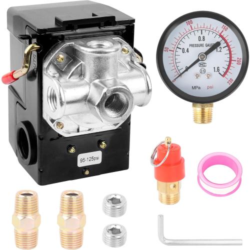 LF10-4H Pressure Switch 95-125 Psi, 20A 120 Volt with 4 Port 1/4 in NPT