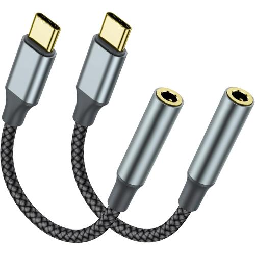 2 Pack USB C to 3.5mm Audio Adapter, USB C to Aux Female Dongle Cable Cord