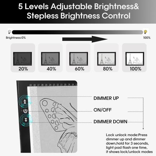 HSK 9”x13”LED Artist tracing Light Box Copy Table, Adjustable High Brightness Light Pad for Tatto Drawing, Sketching, Animation, Diamond Painting Accessories